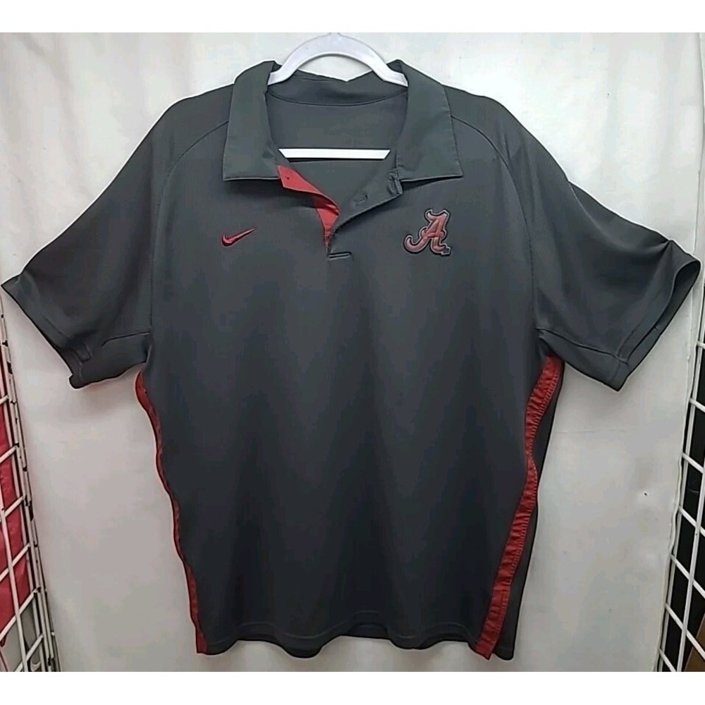 Nike Alabama Crimson‎ Tide Dri-Fit Men's Polo Short Sleeve Shirt Size XL Gray